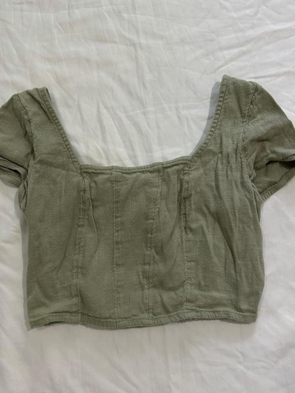 Hollister Olive Green Square-Neck Cropped Top